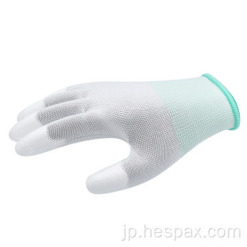 Hespaxホワイトポリエステル電気PUセーフティグローブ作業